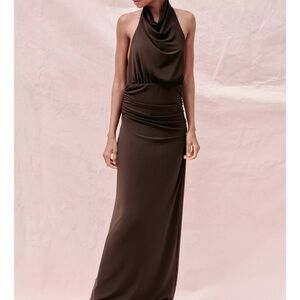 Zara Brown Halter Maxi Gown